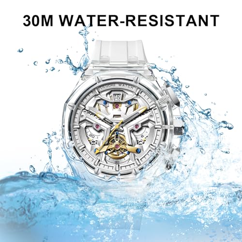 LILUOKE Mens Watches, Wrist Watches Luminous Design, Big Face Fashion Quartz Black Watch 30ATM, Casual Watch for Men Unique Gifts for Men (DT-LK9013G-04) - Image 4