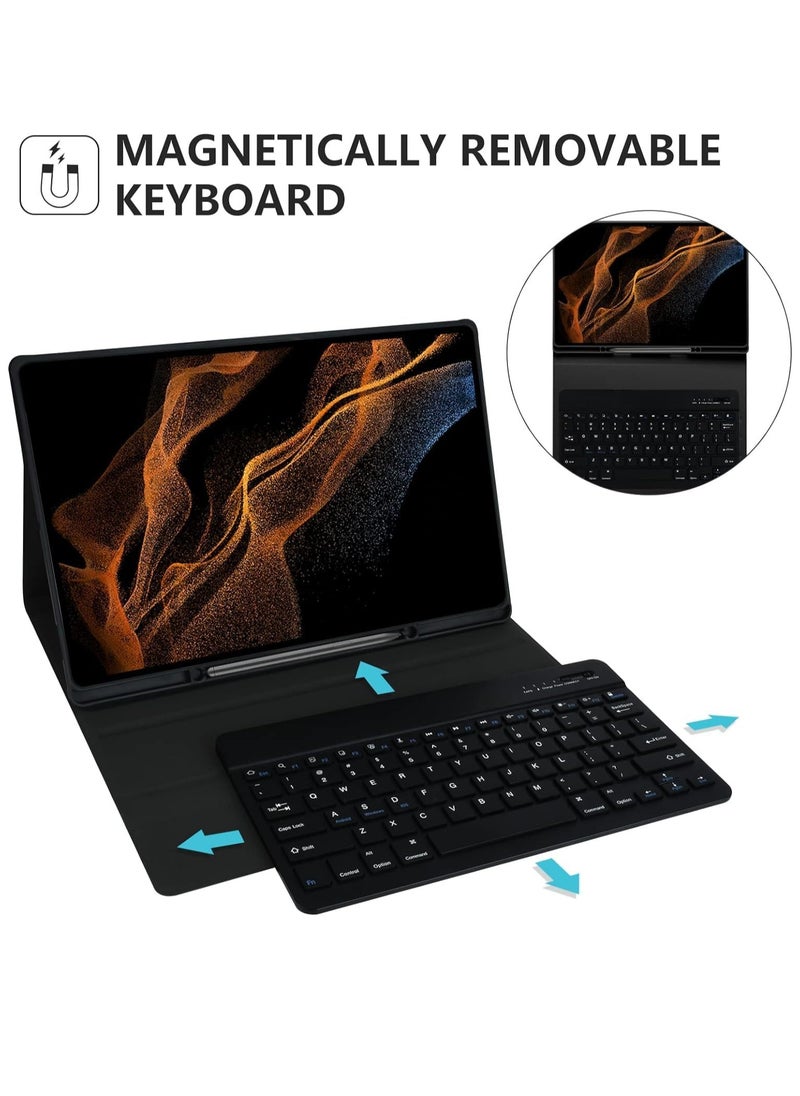 ELTRAZONE - Keyboard Case for Samsung Galaxy Tab S8 Ultra 14.6 inch 2022, Magnetically Detachable Bluetooth Keyboard, Slim Lightweight Stand Cover with S Pen Holder, Auto Sleep/Wake, SM-X900/X906 - Image 1