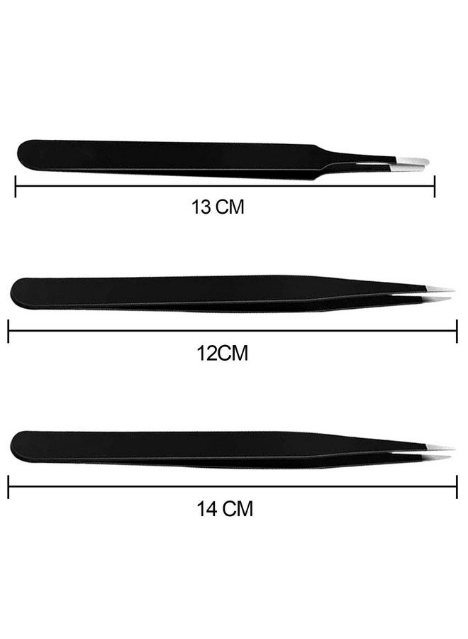 HUNCHA Tweezers for Ingrown Hair Removal, Surgical Grade Medical Tweezers with Sharp Needle Nose Point Tips Ideal Pointed Tweezers for Splinters & Tick Removal, Black, Pack of 6 - Image 4