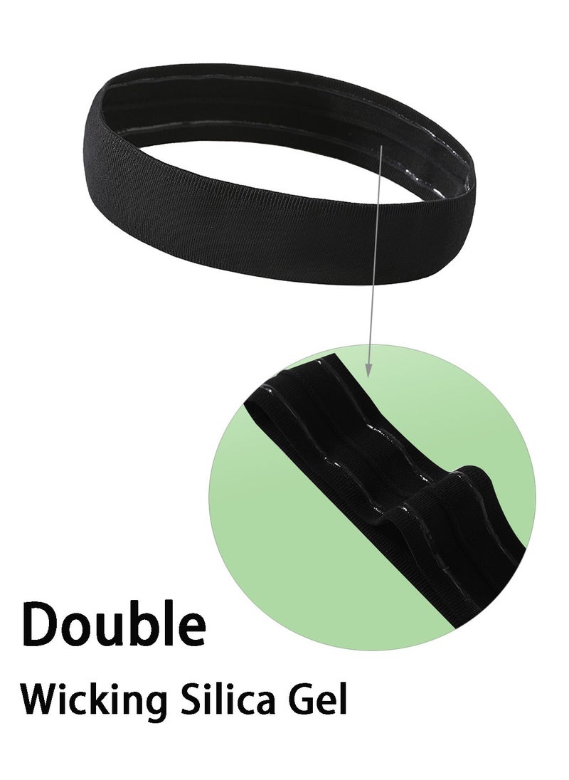 Generic - 2 Pcs Unisex Sports Headbands Non-Slip Elastic Sweatband (Black+Black) - Image 1