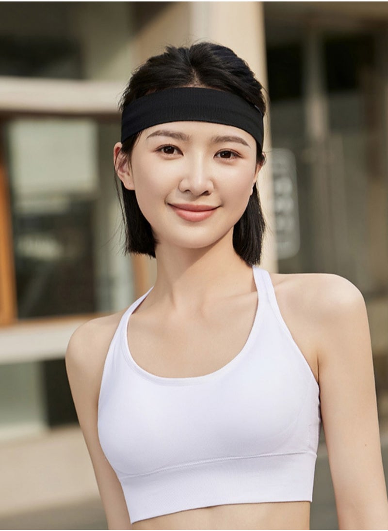 Generic - 2 Pcs Unisex Sports Headbands Non-Slip Elastic Sweatband (Black+Black) - Image 1