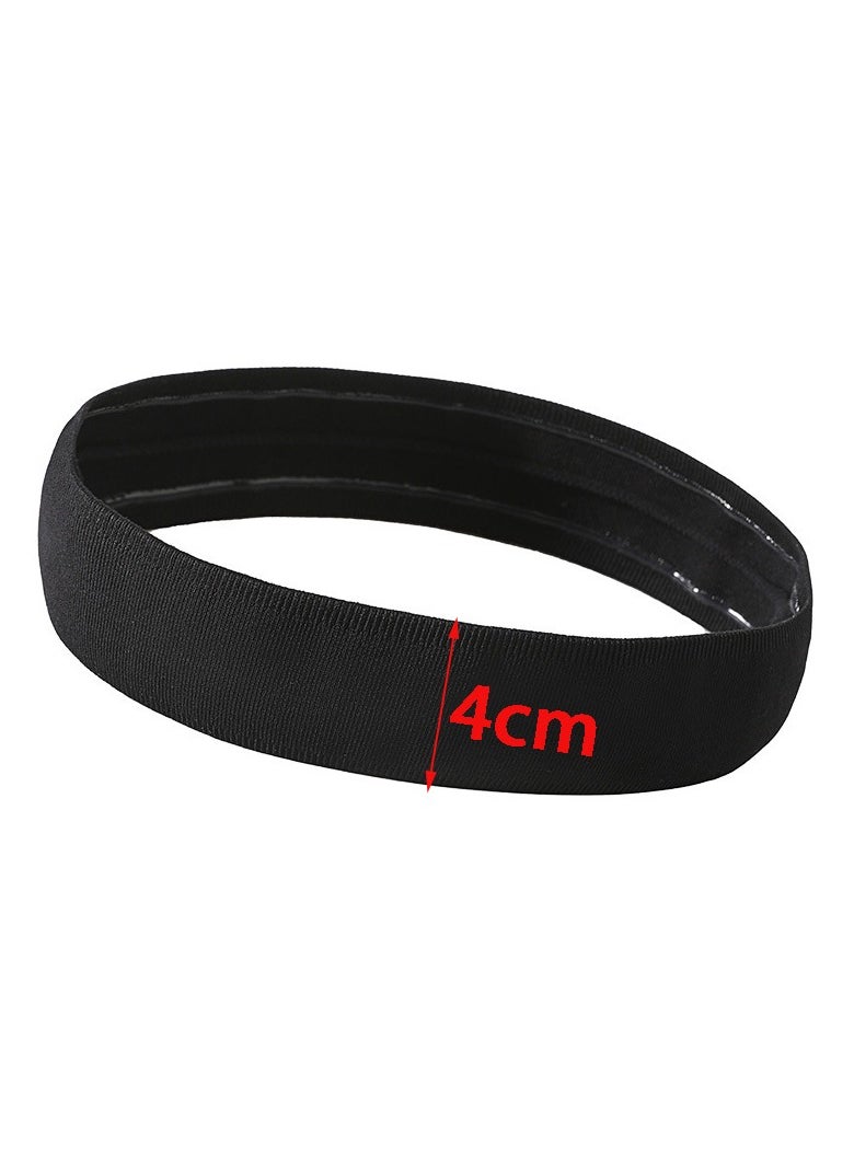 Generic - 2 Pcs Unisex Sports Headbands Non-Slip Elastic Sweatband (Black+Black) - Image 1