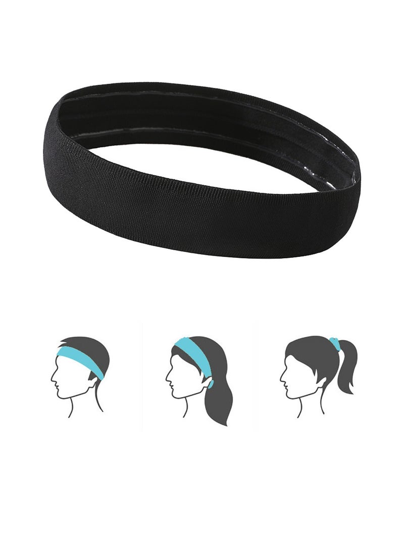 Generic - 2 Pcs Unisex Sports Headbands Non-Slip Elastic Sweatband (Black+Black) - Image 1