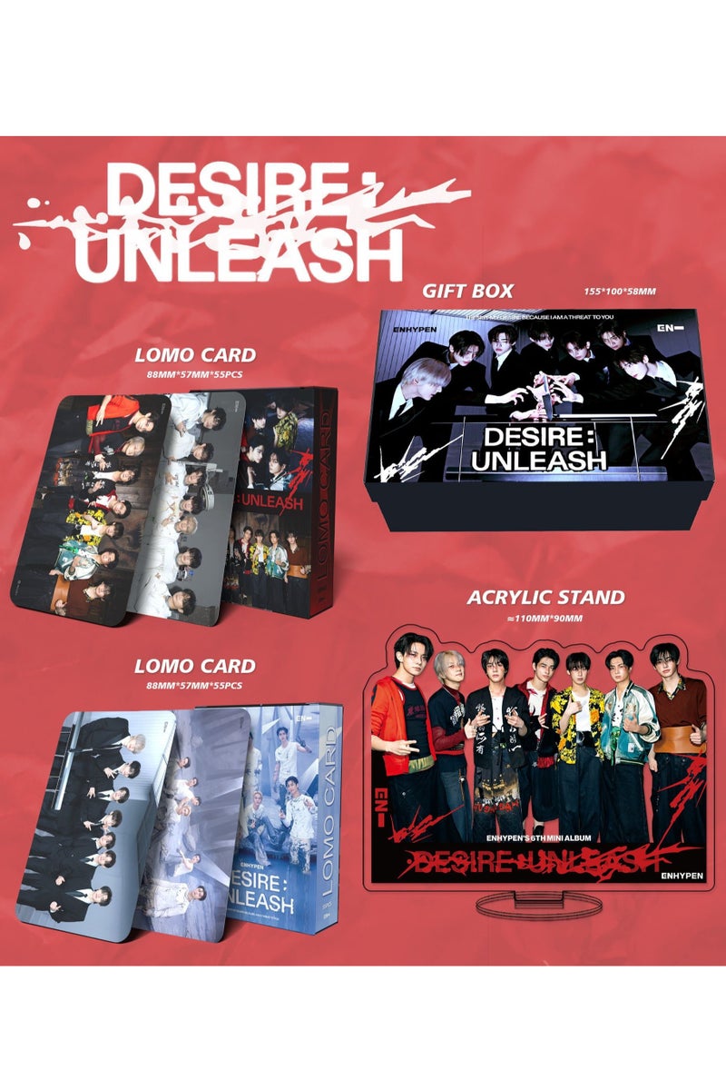 EHOME ENHYPEN Album BadDesire Gift Box With Lomo Cards, Acrylic Stand, Hand Account Tape, Keychain, Lanyard, Stickers, Photo Card - Image 2