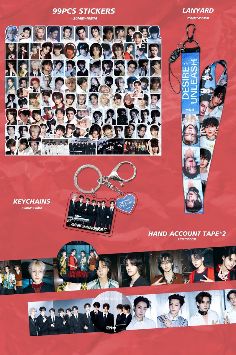 EHOME ENHYPEN Album BadDesire Gift Box With Lomo Cards, Acrylic Stand, Hand Account Tape, Keychain, Lanyard, Stickers, Photo Card - Image 3