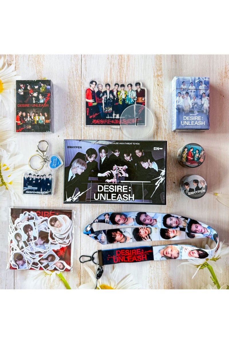 EHOME ENHYPEN Album BadDesire Gift Box With Lomo Cards, Acrylic Stand, Hand Account Tape, Keychain, Lanyard, Stickers, Photo Card - Image 4