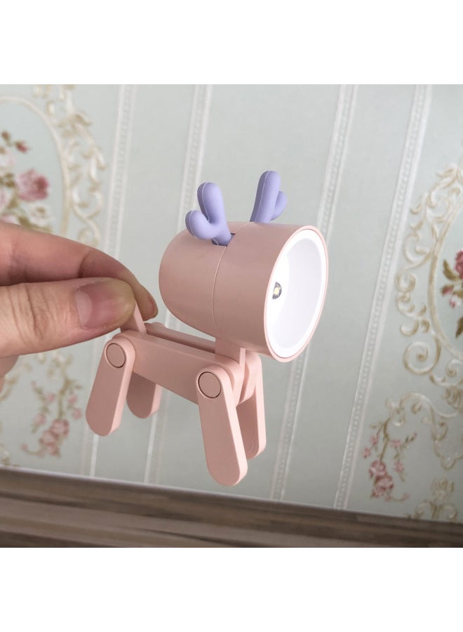6 Points 12 Points Puppy Table Lamp Deer Table Lamp Baby House Mini Lamp Blythe Photo Props Furniture Accessories-Specifications:Pink Deer Table Lamp  - Image 1