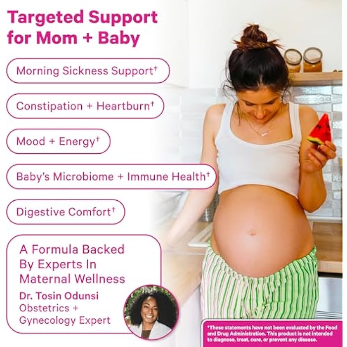 Pink Stork Prenatal Probiotics for Women - Vitamin B6, Prebiotics, Morning Sickness, Gut Microbiome, Pregnancy Probiotic, Immune Support, Pregnancy Must Haves - 60 Capsules - Image 3