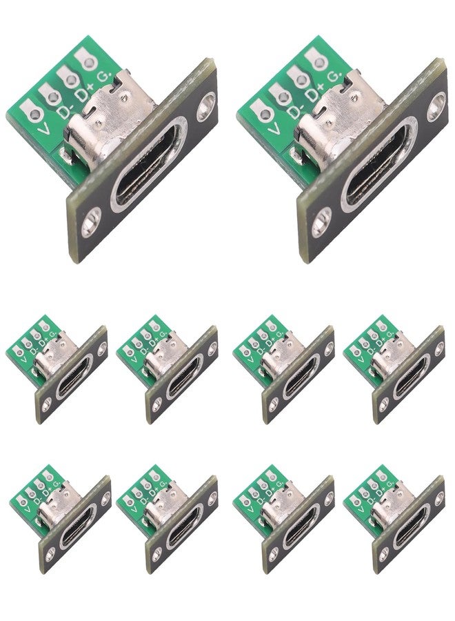 Teansic 10PCS Type C Female Socket Converter Board,USB 3.1 Female Connector with Black Fixing Plate - Image 1