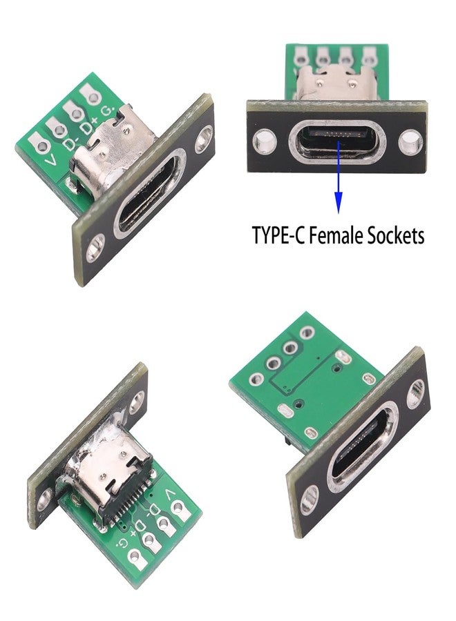 Teansic 10PCS Type C Female Socket Converter Board,USB 3.1 Female Connector with Black Fixing Plate - Image 4