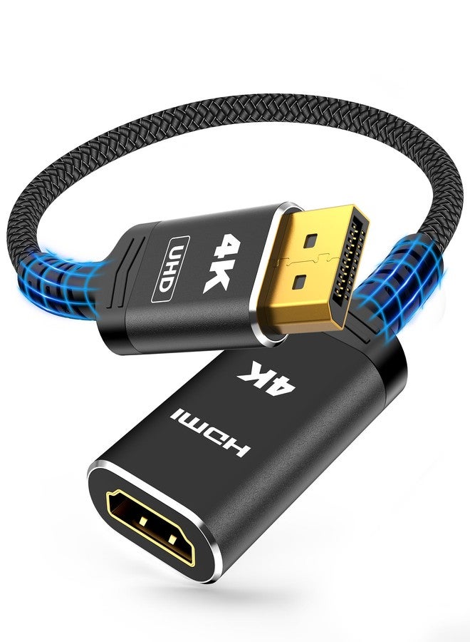 Highwings 4K DisplayPort to HDMI Adapter, Uni-Directional Display Port to HDMI Converter Cable Male to Female, Hdmi Abapter Compatible with Laptop Desktop HDTV Monitor Projector, Black, Passive - Image 1