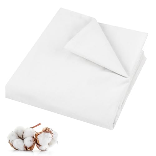 PEASUG 100% Cotton Muslin Fabric,59 inch x 2 Yards Bleached Muslin Fabric by The Yard, Medium Weight Draping Fabrics Suitable for Sewing Embroidery, Garments, Crafts Material-White - Image 1