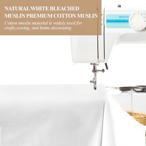 PEASUG 100% Cotton Muslin Fabric,59 inch x 2 Yards Bleached Muslin Fabric by The Yard, Medium Weight Draping Fabrics Suitable for Sewing Embroidery, Garments, Crafts Material-White - Image 5