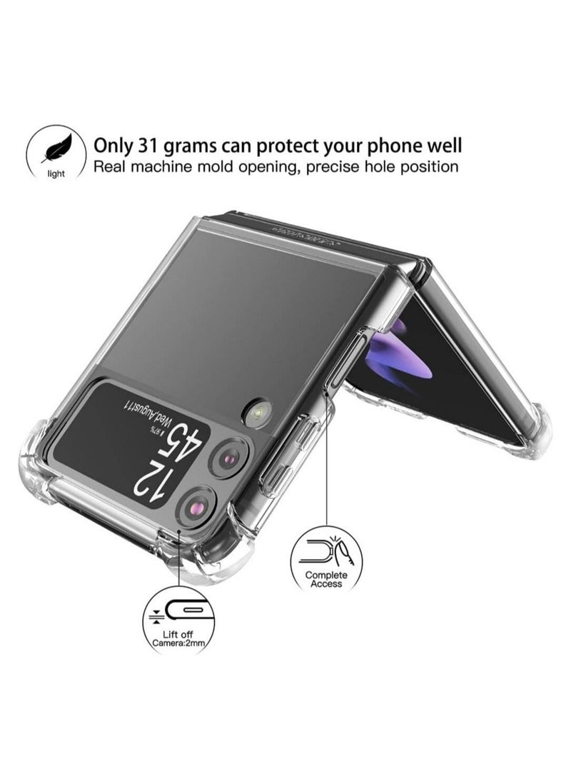 MUNTAQI Samsung Galaxy Z Flip 4 5G Clear Case,[Hard PC][Reinforced Corners][Slim&Lightweight] Shockproof Protective Phone Case - Image 3