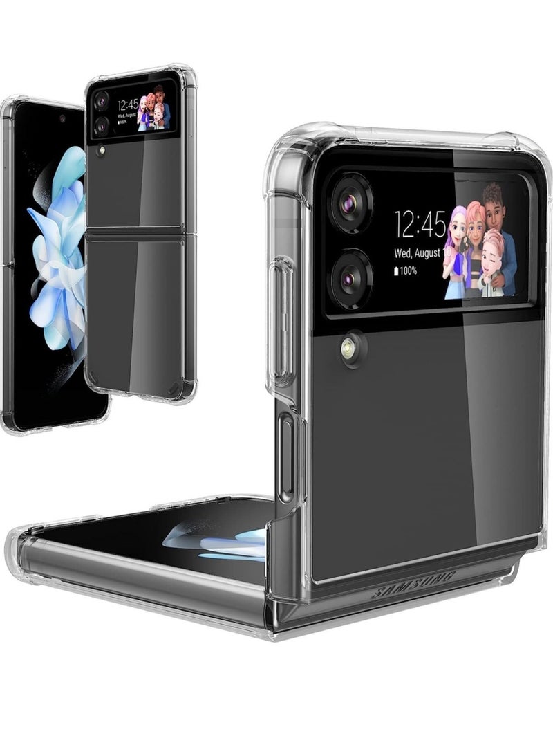 MUNTAQI Samsung Galaxy Z Flip 4 5G Clear Case,[Hard PC][Reinforced Corners][Slim&Lightweight] Shockproof Protective Phone Case - Image 1