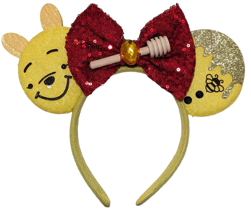 CLGIFT Winnie the Pooh Minnie EarsPick your color Yellow Bear Honey Bee Sequin Rainbow Sparkle Mouse Ears Winnie