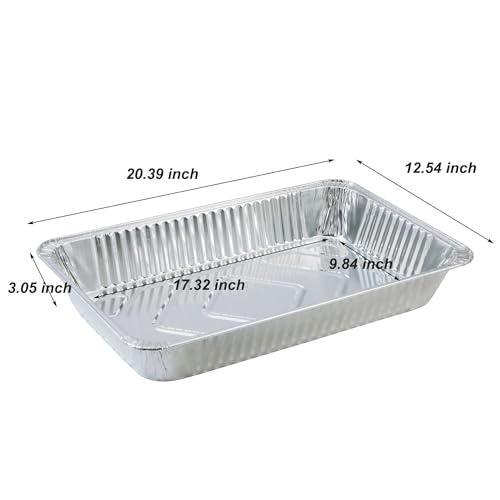 Waytiffer Aluminum Deep Foil Pans Full Size, Large Disposable Roasting & Baking Pan, 21"x13" (10 Pack) Extra Heavy Duty Chafing Trays for Hotels, Restaurants, Heating, Buffets & Bakeware - Image 2
