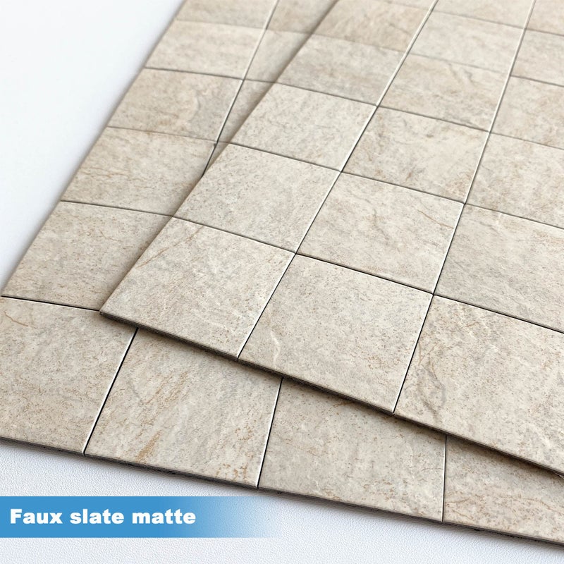 BeNice Kitchen Peel and Stick Tile Backsplash Bathroom Self Adhesive Stone Mosaic Thick Wall Stickers 12"x12"(Beige,10 Sheets) - Image 2
