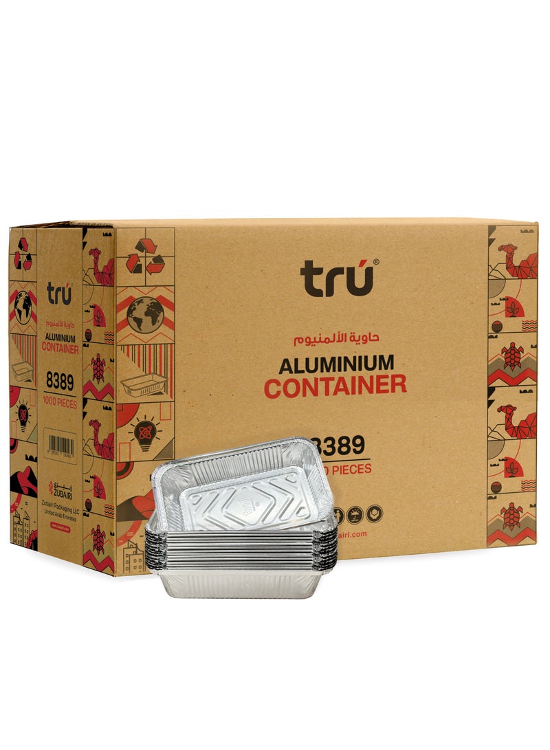Tru Aluminum Food Containers 8389 890cc 1000pcs with Lids Aluminium - Image 1