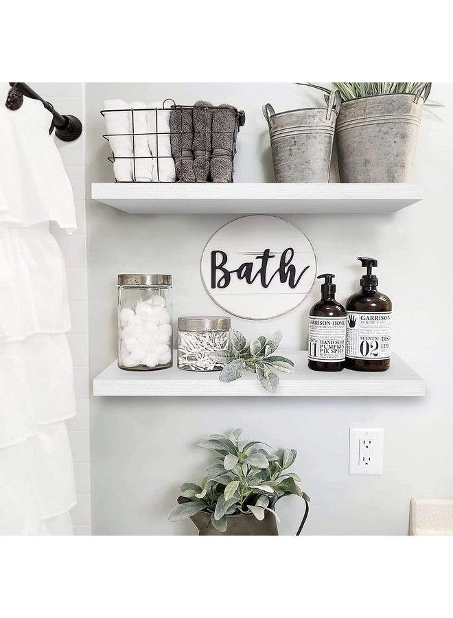 QEEIG Bathroom Shelves 24 inches Long Wall Shelf 24 x 9 inch Set of 2, White (008-60W) - Image 2