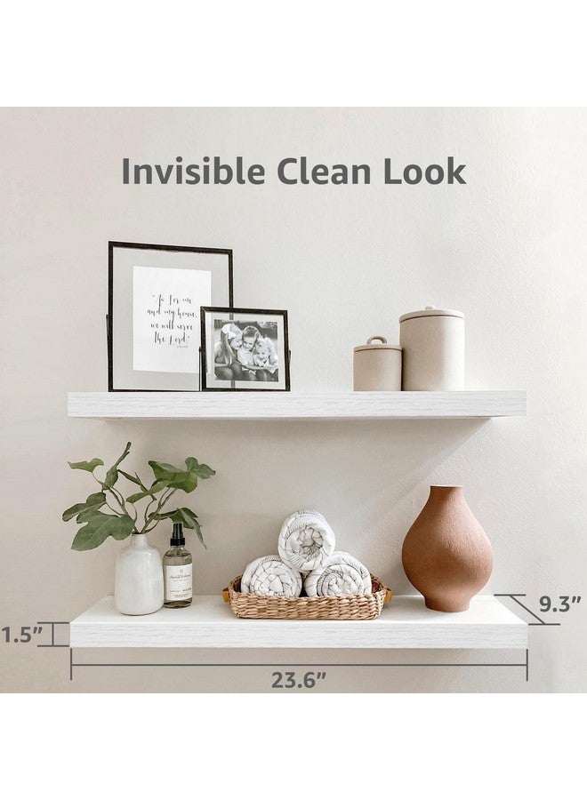 QEEIG Bathroom Shelves 24 inches Long Wall Shelf 24 x 9 inch Set of 2, White (008-60W) - Image 3