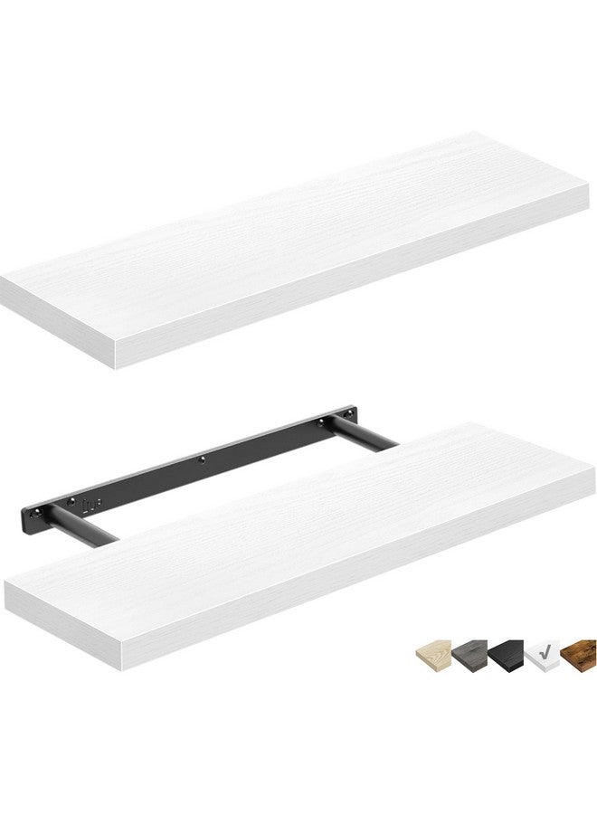 QEEIG Bathroom Shelves 24 inches Long Wall Shelf 24 x 9 inch Set of 2, White (008-60W) - Image 1