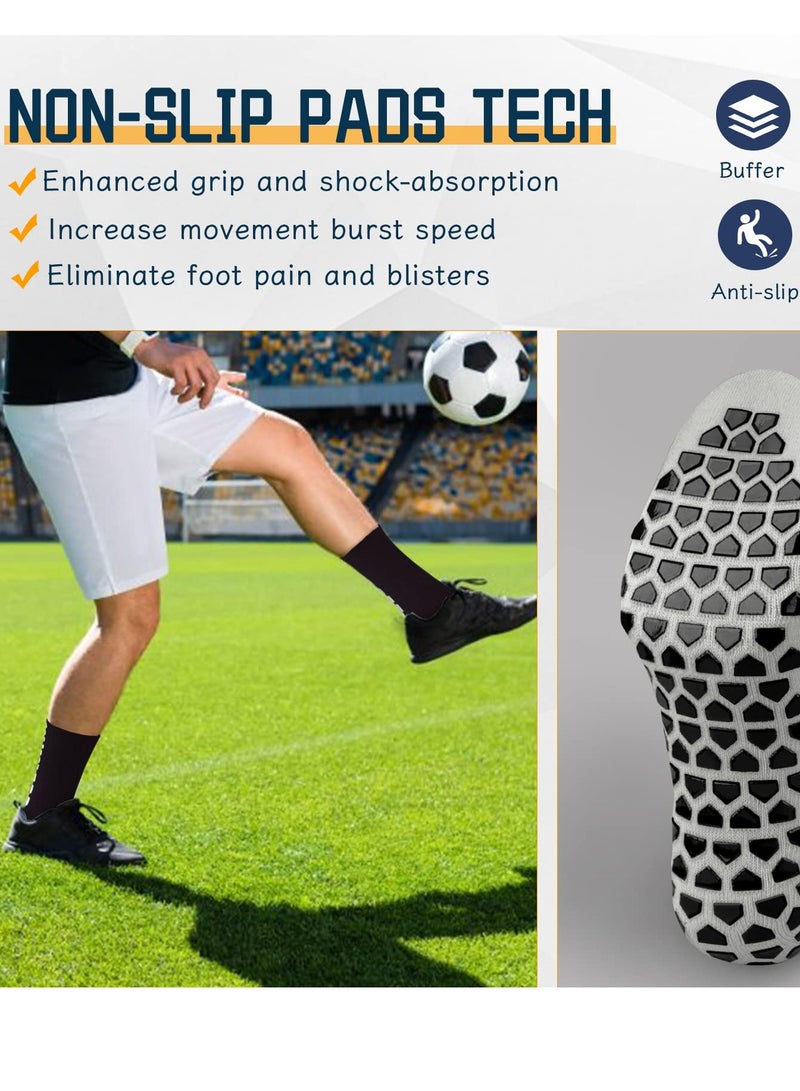 3 أزواج من جوارب كرة القدم الرياضية المضادة للانزلاق، جوارب تنفسية مضادة للبثور، جوارب ذات قبضة للرجال والنساء، جوارب مدرب غير قابلة للانزلاق، جوارب رياضية مبطنة لكرة القدم، كرة السلة، المشي، الجري، الرجبي - Image 4