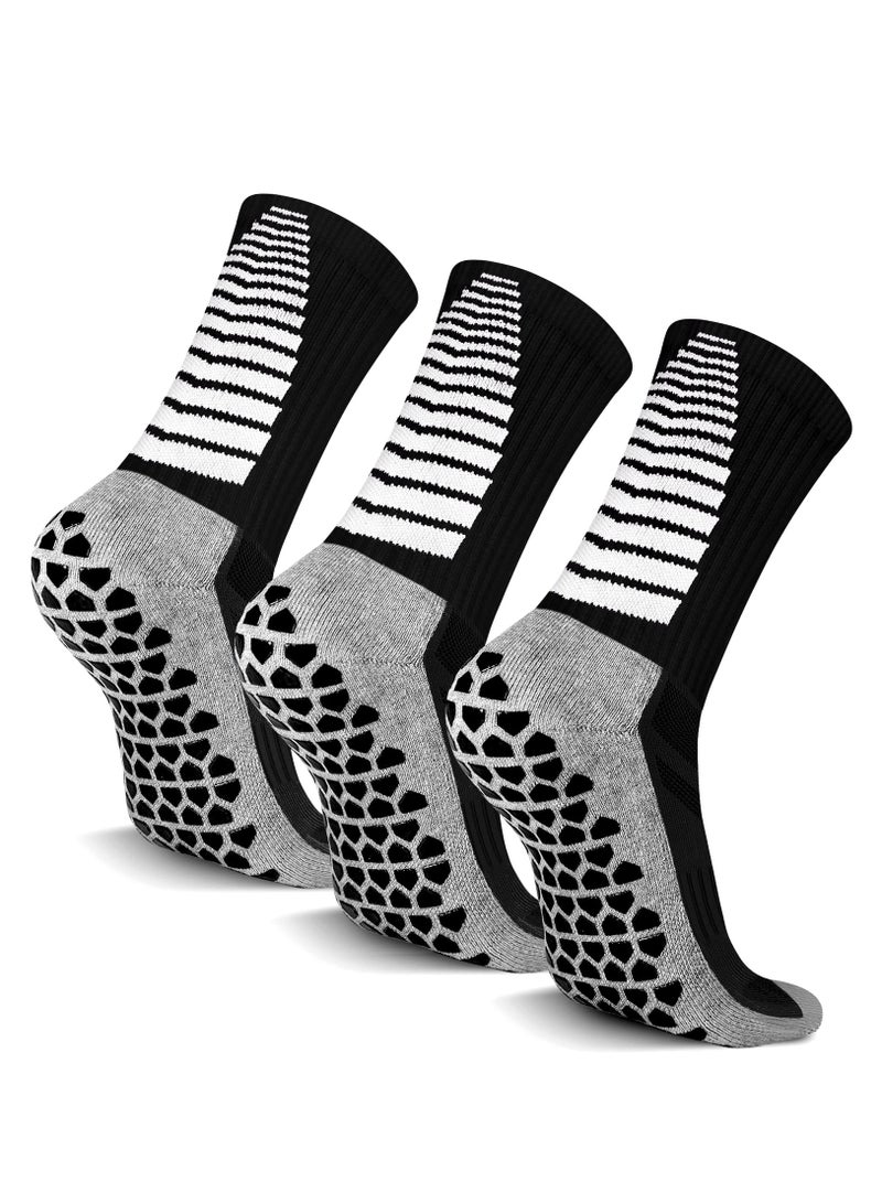 3 أزواج من جوارب كرة القدم الرياضية المضادة للانزلاق، جوارب تنفسية مضادة للبثور، جوارب ذات قبضة للرجال والنساء، جوارب مدرب غير قابلة للانزلاق، جوارب رياضية مبطنة لكرة القدم، كرة السلة، المشي، الجري، الرجبي - Image 1