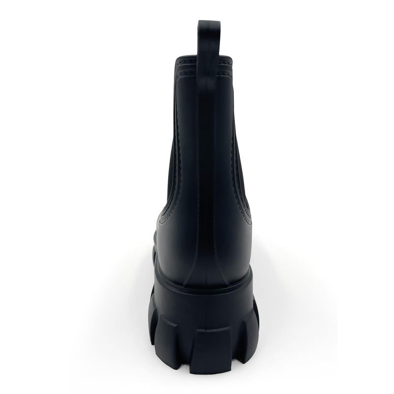 Amoji Unisex Chelsea Rain Boots Waterproof Platform Short Boots Short Rainy Footwear 917 Black 10 Women/8 Men - Image 4