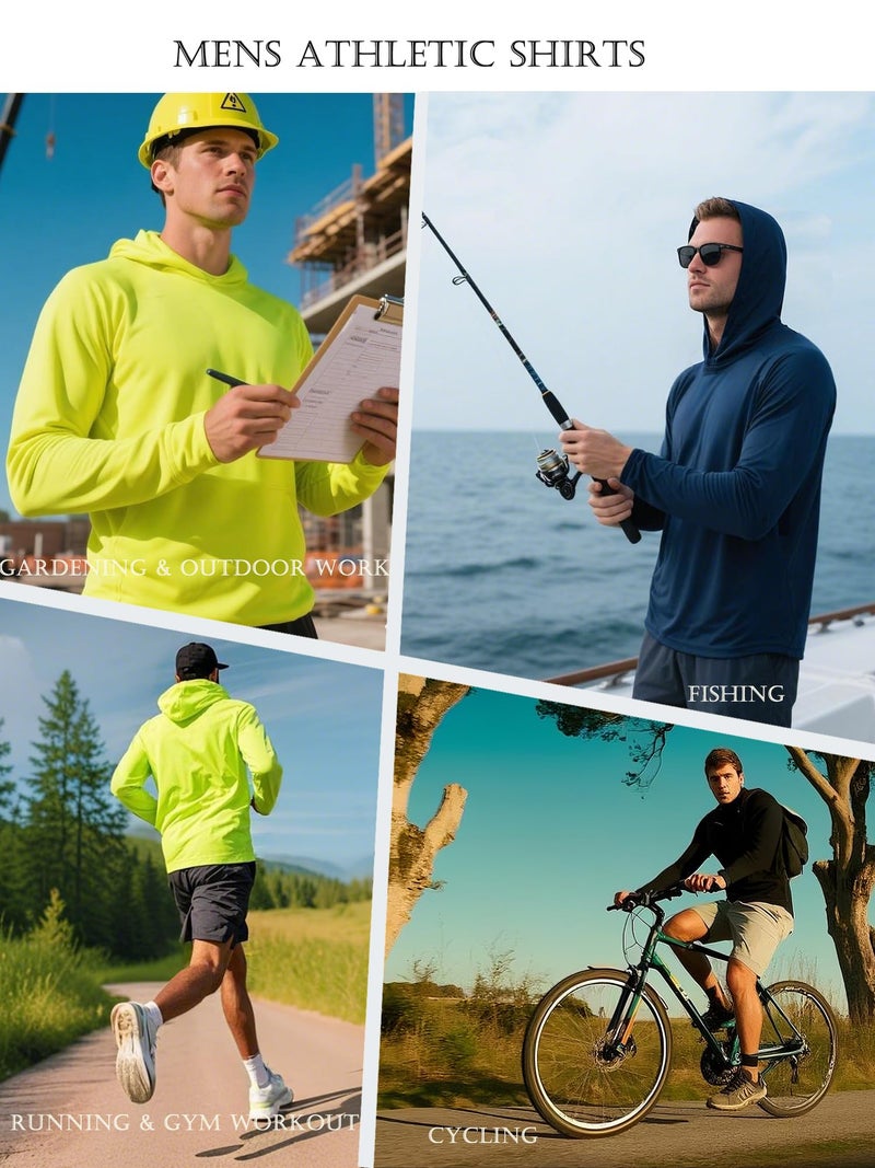 Suitswinew 5 Pack Sun Protection Hoodie for Men UV Long Sleeve Shirts Quick Dry Lightweight Work Athletic Rash Guards - Image 5