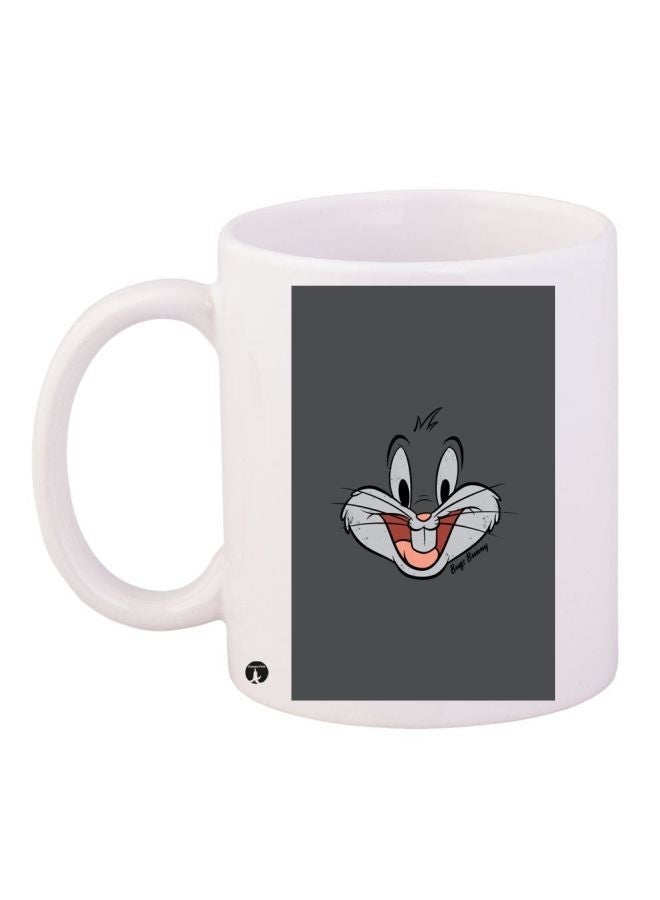 RYN Bugs Bunny Printed Coffee Mug White/Grey/Pink 11ounce