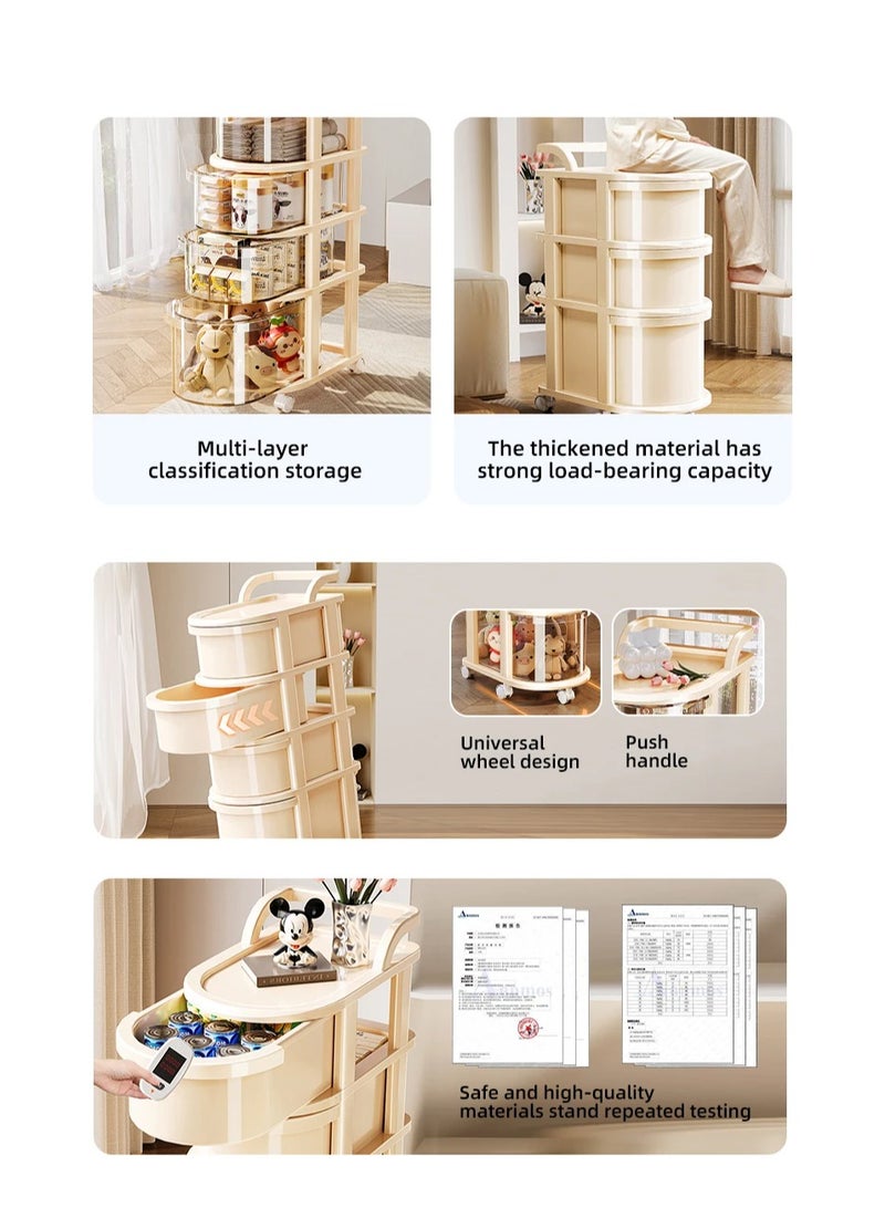 تي دبليو إي جي جي أو أن عربة تخزين متعددة الاستخدامات بخمس طبقات مع رف بلاستيكي وعجلات، منظم تخزين متعدد الوظائف للمطبخ وغرفة المعيشة والمكتب - Image 2