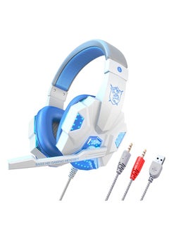 SY830MV White and Blue PC LED Headphones