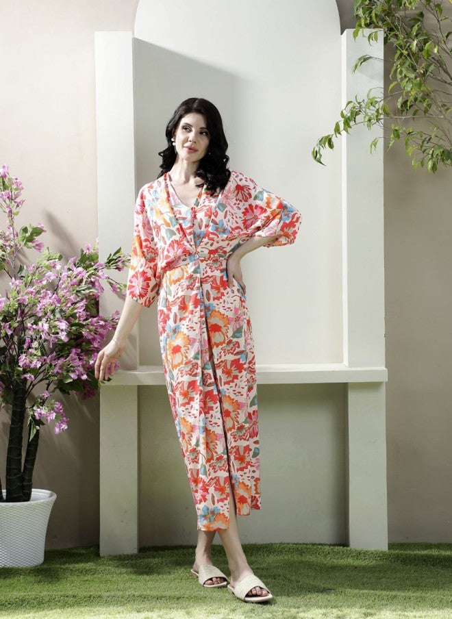 Athena فستان ميدي مزخرف بالأزهار للنساء - Image 1