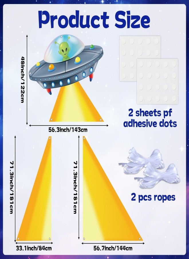 Oitnlaughter 3Pcs Alien UFO Door Banner Alien Birthday Party Decorations Spaceship Flying Saucer Hanging Banner Space Saucer Porch Sign Backdrop for Kids Birthday Outer Space Photo Booth Props Supplies - Image 2