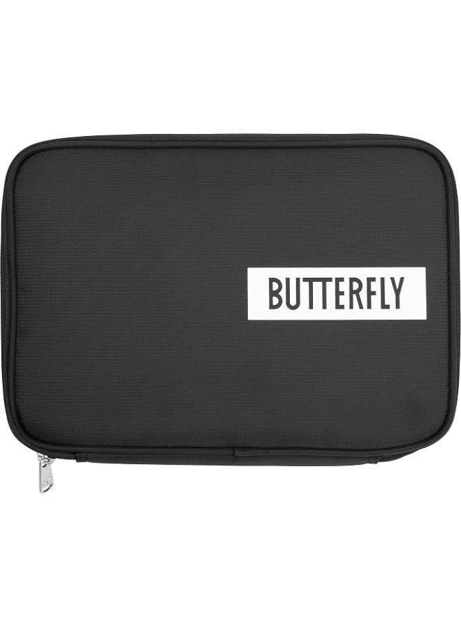 Butterfly Table Tennis Racket Cover Logo Case | Table Tennis Case + Break Protection for up to 2 Rackets | Rectangular Design, Black - Image 1