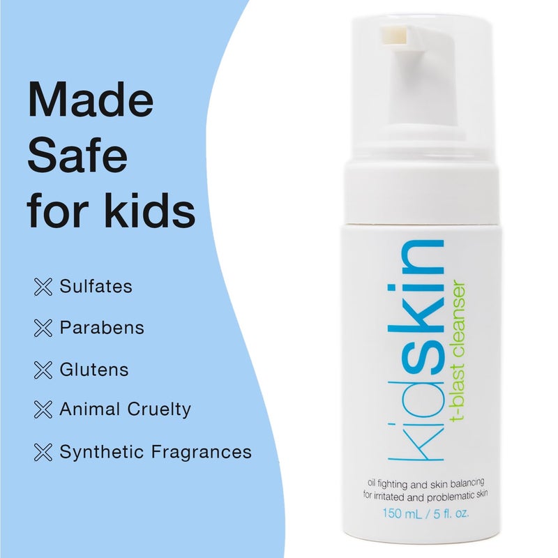 Kidskin T-Blast Facial Cleanser, Gentle Face Wash with Tea Tree Oil, Spot Skin Care for Kids and Teens, Non-Drying Natural Cleanser for Oily or Dry, Acne-Prone Skin, 150 ml 5.0 fl oz. - Image 3