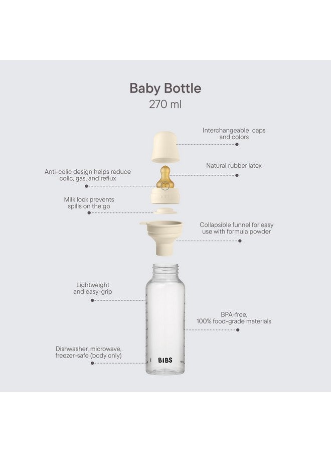 بيبس زجاجة رضاعة BIBS للأطفال 9 أونصة / 270 مل حلمة من المطاط الطبيعي - مضادة للمغص، خالية من مادة BPA، حلمة مستديرة، تدفق متوسط، خفيفة الوزن وسهلة التنظيف، مناسبة للأطفال حديثي الولادة من عمر 0 سنوات فما فوق - لون أخضر فاتح - Image 2