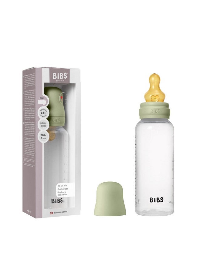 بيبس زجاجة رضاعة BIBS للأطفال 9 أونصة / 270 مل حلمة من المطاط الطبيعي - مضادة للمغص، خالية من مادة BPA، حلمة مستديرة، تدفق متوسط، خفيفة الوزن وسهلة التنظيف، مناسبة للأطفال حديثي الولادة من عمر 0 سنوات فما فوق - لون أخضر فاتح - Image 1