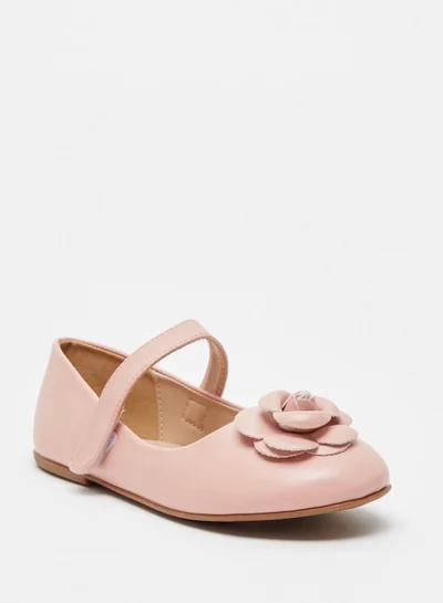 shoexpress Floral Accented Ballerina Shoes with Hook and Loop Closure