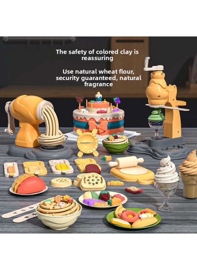 Generic - Plasticine Handmade Set Safe Noodle Machine Ice Cream Cake Kidsren's Colored Clay Non-Toxic Clay Tasteless Kindergarten-Specification:Cyan # ↙ [noodles + Ice Cream Maker] 43-piece Set # ↙ Cyan - Image 1