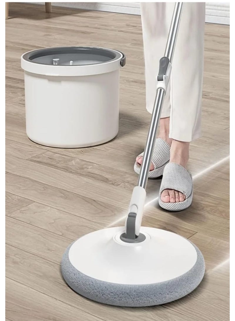 مساحة تنظيف أرضيات بدلو مزدوج لفصل المياه النظيفة والمتسخة برأس دوار 360 درجة وممسحة ألياف نانو قابلة للغسل مع دلو عميق ومقبض متين - Image 1