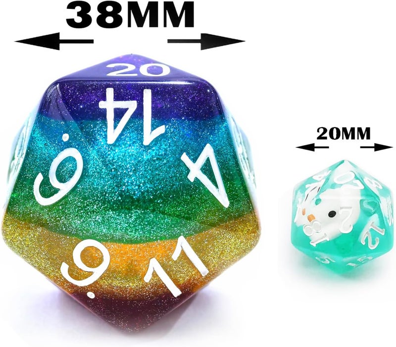 Bescon Jumbo 20 Sides Dice 1.5 inch in Colorful Multi-Layer Design, 38MM Over-Sized D20 Dice Big Size Multi Layered with Rich Colors - Image 2