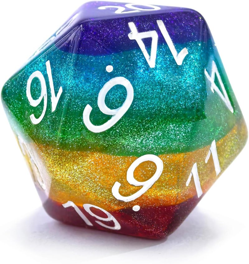 Bescon Jumbo 20 Sides Dice 1.5 inch in Colorful Multi-Layer Design, 38MM Over-Sized D20 Dice Big Size Multi Layered with Rich Colors - Image 1