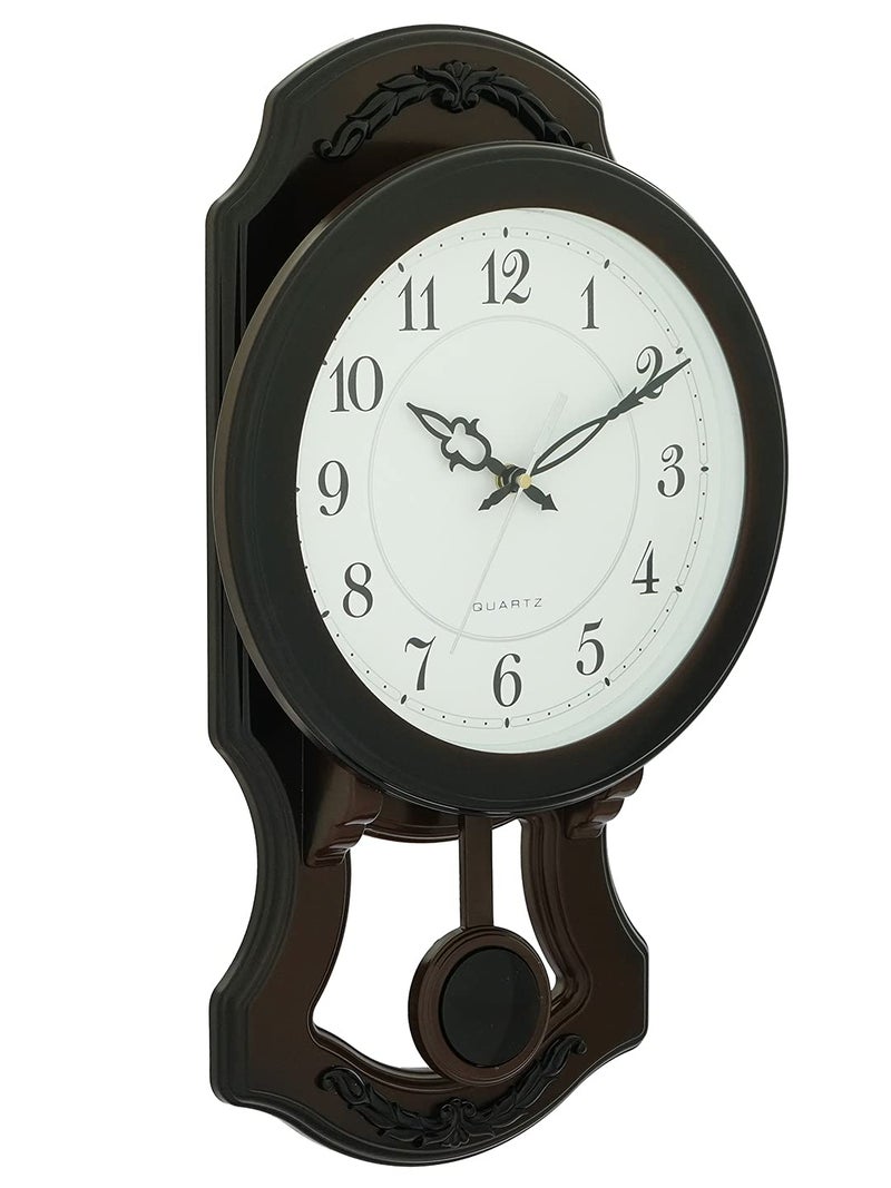 CHRONIKLE Elegant Vertical Plastic Case Analog English Numbers Pendulum Wall Clock for Living Room Home Decoration Office Gifts (Size: 25 x 7 x 43.5 CM | Weight: 615 Gram | Color: Cola) - Image 1