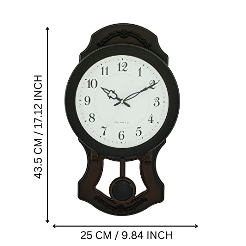 CHRONIKLE Elegant Vertical Plastic Case Analog English Numbers Pendulum Wall Clock for Living Room Home Decoration Office Gifts (Size: 25 x 7 x 43.5 CM | Weight: 615 Gram | Color: Cola) - Image 3