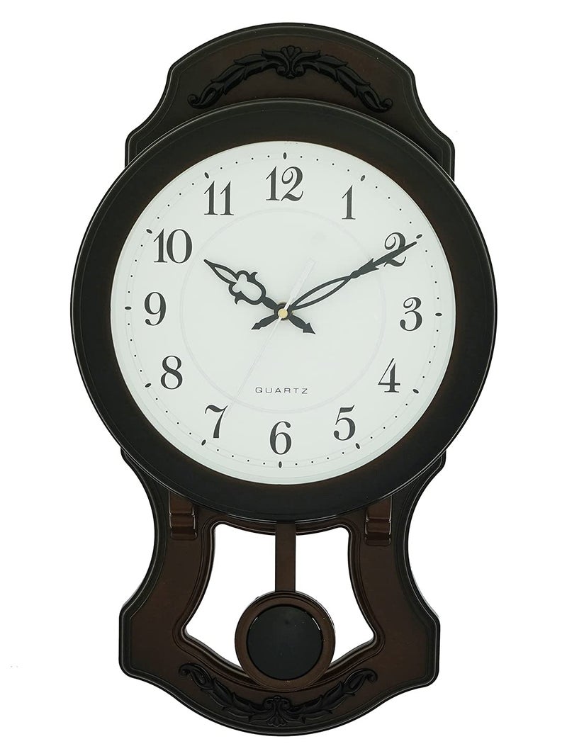 CHRONIKLE Elegant Vertical Plastic Case Analog English Numbers Pendulum Wall Clock for Living Room Home Decoration Office Gifts (Size: 25 x 7 x 43.5 CM | Weight: 615 Gram | Color: Cola) - Image 5