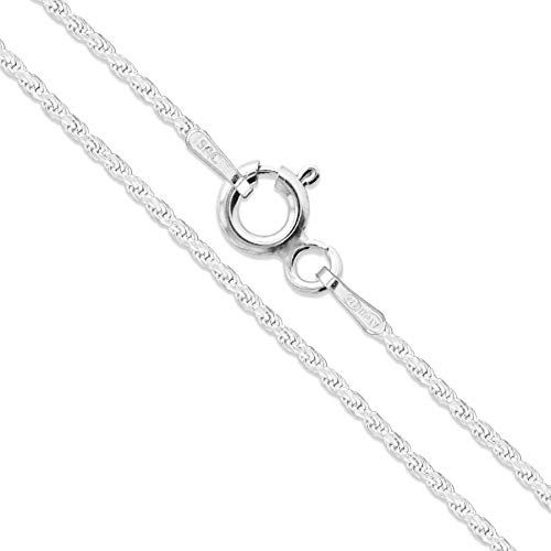 Sac Silver Sterling Silver Diamond-Cut Rope Chain 1.1mm Solid 925 Italy New Necklace 24" - Image 1