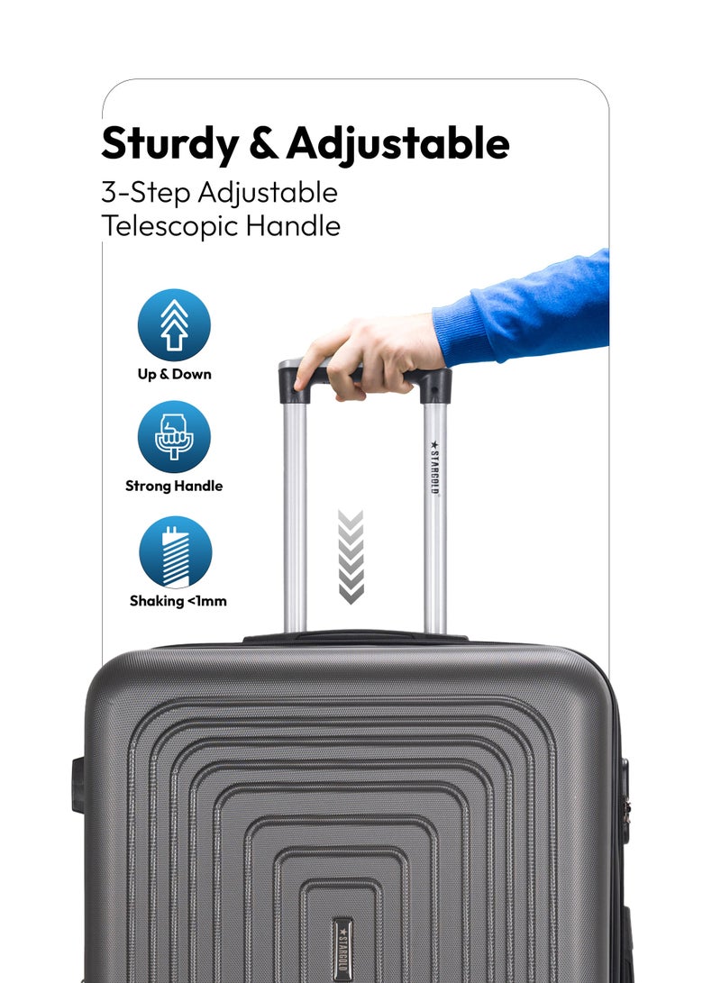 ستارجولد طقم حقائب سفر فاخر 3 قطع – حقيبة سفر صلبة من ABS مقاس 20/24/28 إنش، حقائب بعجلات 4 دوران 360°، حقيبة ترولي خفيفة مقاومة للخدش، طقم حقائب سفر صلبة 3 قطع - Image 5