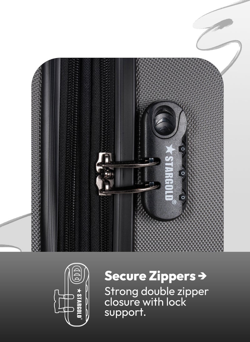 ستارجولد طقم حقائب سفر فاخر 3 قطع – حقيبة سفر صلبة من ABS مقاس 20/24/28 إنش، حقائب بعجلات 4 دوران 360°، حقيبة ترولي خفيفة مقاومة للخدش، طقم حقائب سفر صلبة 3 قطع - Image 4